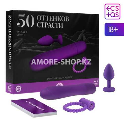 Игра для двоих «50 оттенков страсти. Запретные наслаждения», 4 в 1 (30 карт, анальная втулка, вибрат 2