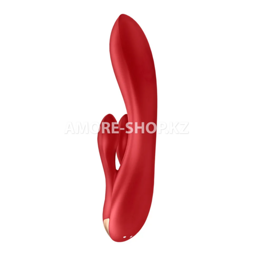 Вибратор с клиторальным стимулятором Satisfyer Double Flex Connect App красный 3