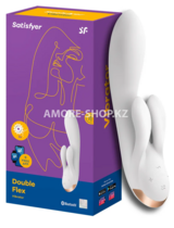 Вибратор с клиторальным стимулятором Satisfyer Double Flex Connect App белый