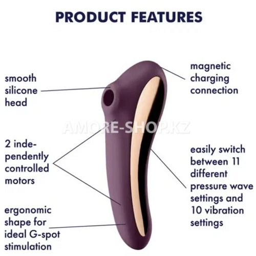 Вибромассажер с вакуумной стимуляцией Satisfyer Dual Kiss wine фиолетовый 9