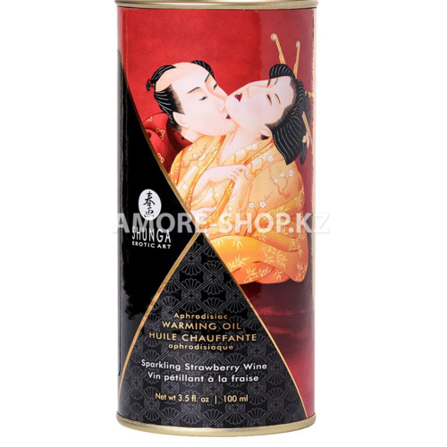 Масло для массажа Shunga Sparkling Strawberry Wine, разогревающее, с ароматом клубники и шампанского 2