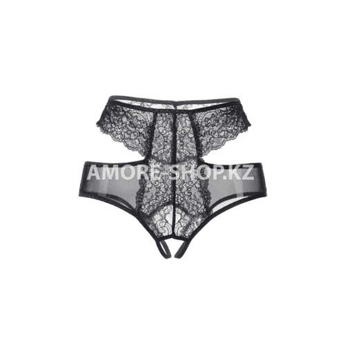 Эротические трусики Erolanta Lingerie Collection с высокой посадкой,с ажурными вырезами,черные (54-56) 9