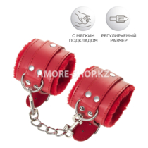 Наручники Anonymo #0105, PU кожа, красные, 27 см