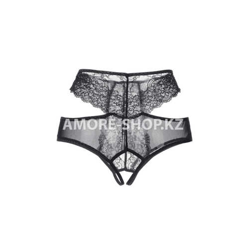 Эротические трусики Erolanta Lingerie Collection с высокой посадкой,с ажурными вырезами,черные (54-56) 8