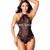 For Dreams, Боди кружевное, с открытой спиной, черный, XL
