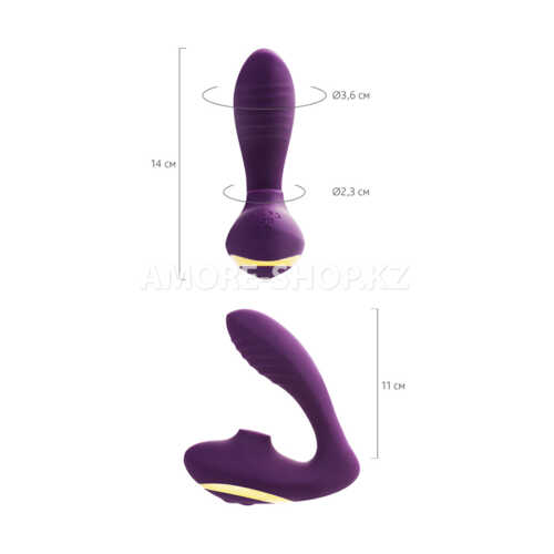 Массажер с двойной стимуляцией L'EROINA by TOYFA Mave, силикон, фиолетовый, 14 см 10