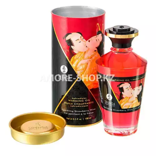 Масло для массажа Shunga Sparkling Strawberry Wine, разогревающее, с ароматом клубники и шампанского 1