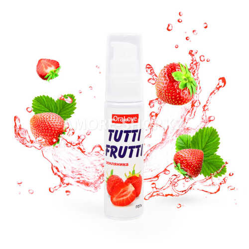Съедобная гель-смазка TUTTI-FRUTTI для орального секса со вкусом земляники 30г 1