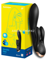 Вибратор с клиторальным стимулятором Satisfyer Double Flex Connect App черный