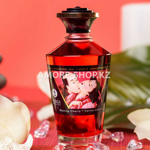 Масло для массажа Shunga Blazing Cherry, разогревающее, с ароматом вишни, 100 мл 11