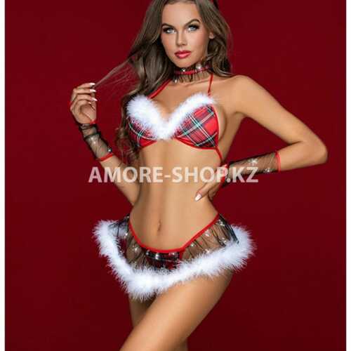 Ролевой костюм CHRISTMAS GIRL (ошейник, ободок, перчатки, топ и юбка) 5