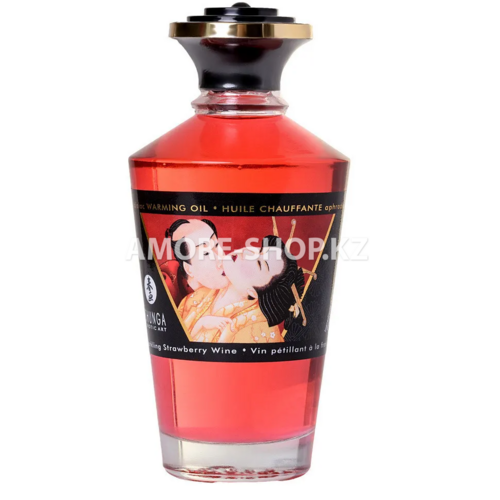 Масло для массажа Shunga Sparkling Strawberry Wine, разогревающее, с ароматом клубники и шампанского 5