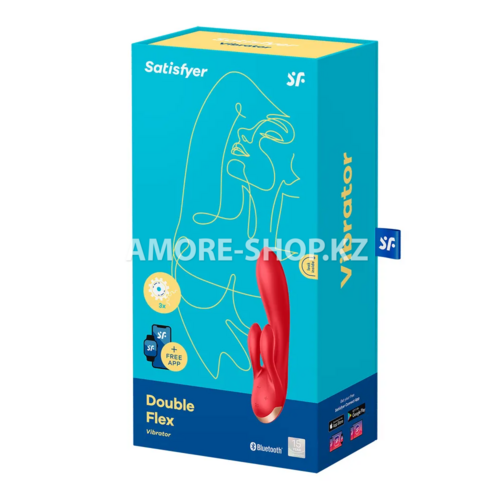 Вибратор с клиторальным стимулятором Satisfyer Double Flex Connect App красный 6
