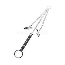 Зажимы для сосков TOYFA Metal с кольцом для пениса, серебряные, 60 см
